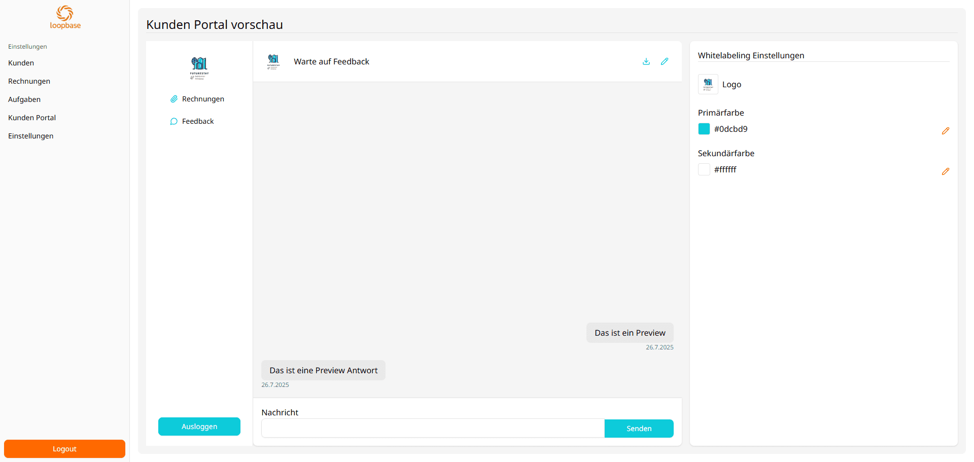 Loopbase Aufgaben Screen